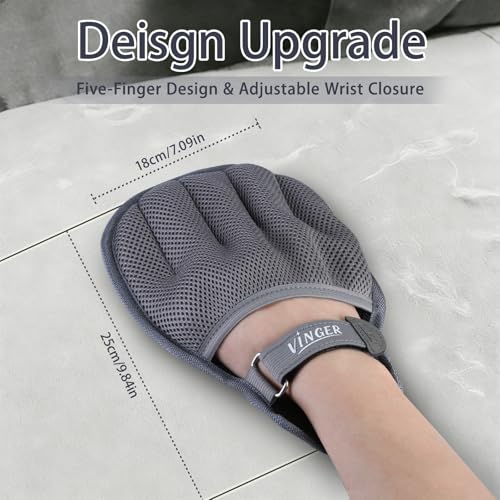 VINGER Pet Hair Removal Glove for Cats & Dogs, Electrostatic Pet Hair Gloves with Adjustable Wristband, Five-Finger Magic Brush Remover Tool for Laundry, Carpet, Couch, Car Seats & Clothing (Grey) - color: Urban Grey