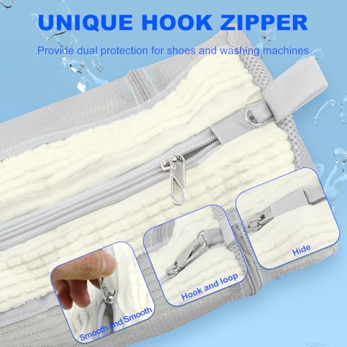 Shoe Washing Machine Bag 2 Pcs Reusable Shoe Cleaning Bag for Sneaker Tennis Shoes Cleaner Kit Laundry Shoe Bag for Washer and Dryer (White, Small) - color: White, size: Small