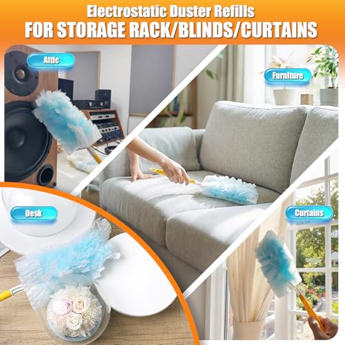 120 Count Duster Refills Compatible with Swiffer Duster, 180° Disposable Multi-Surface Microfiber Cleaning Dusters, Unscented - size: 120P
