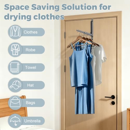 Over The Door Hooks for Clothes Hanger,Foldable Over The Door Clothes Drying Rack Collapsible,Space Saving Drying Rack Clothes for Dorm Laundry Room Bathroom Closets - color: Grey-1(m4)