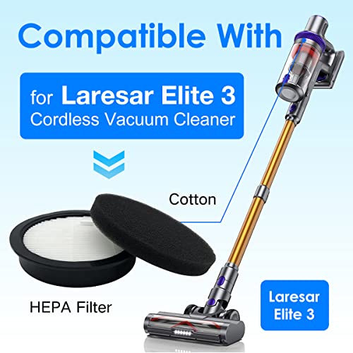 Hepa Filters Compatible With Laresar Elite 3/WLUPEL KBHO15 Vacuum Cleaner (4 Filters+4 Sponges)