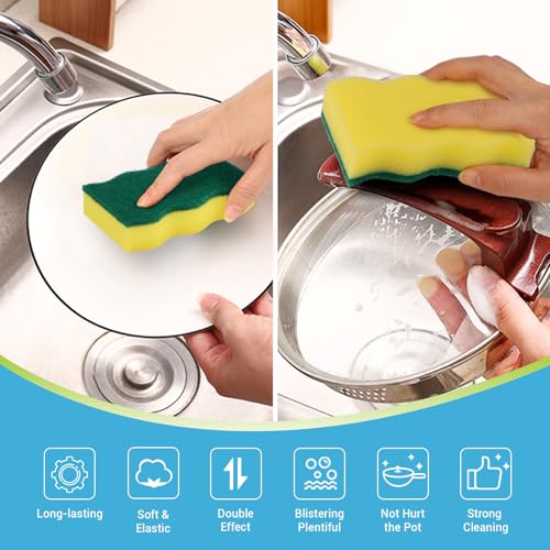AIDEA Sponges Kitchen, 50 PK Heavy Duty Dish Sponge Kitchen, Scrub Sponges - style: Wave Shape