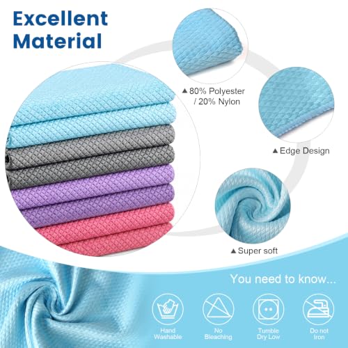 Niveaya Microfiber Glass Cleaning Cloth, Reusable Fish Scale Cloth 8 Pack - color: Blue/Gray/Purple/Pink