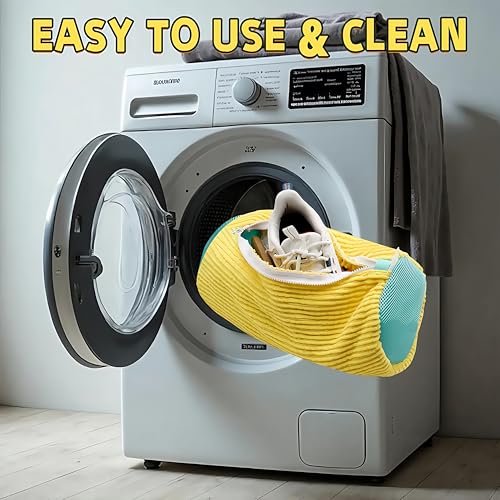 2-Pack Fiber Laundry Shoe Bag For Washer And Dryer - Delicates Bag For Washing Machine With Soft Bristles, Gentle Yet Powerful Cleaning For Sneakers And Tennis Shoes (Blue) - color: Blue