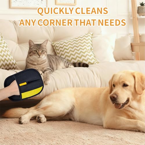 Pet Hair Removal Glove, Pet Hair Gloves for Dogs & Cats - color: 1Pcs-BlackYellow