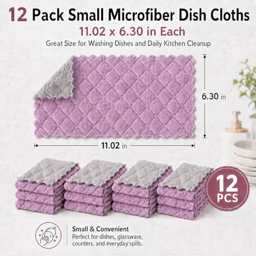 kimteny 12 Pack Dish Cloths for Washing Dishes - color: Purple-grey