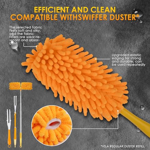 Redones Dusters for Swiffer - Reusable Duster Refill Compatible with Swiffer Hand Duster(8 Pack+1Handle), 360 Heavy Duty Dusters Refills - size: 8PCS+1Handle
