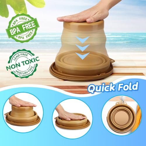 Dilabnba Collapsible Beach Buckets Set Toys, Easter Eggs Buckets, 3PCS 2.5 L Portable Silicone Foldable Pails for Camping Sandbox Garden Beach Party Fishing - style: Round