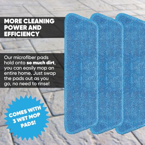 3-Pack Cinch Mop Replacement Heads, Microfiber Mops for Floor Cleaning - Wall Mop with Reusable Washable Pads, Compatible with Cinch Mop - Microfiber Wholesale - size: 3 Pack Refill