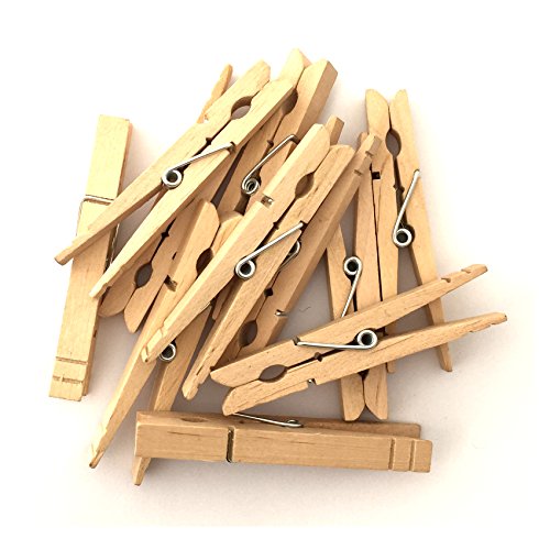 LWR CRAFTS Large Wooden Clothespins 3-5/16" (8.4cm), 30 Pack, Natural (Unfinished) Wood – for Crafts, Photo Display & Light Hanging - color: Natural
