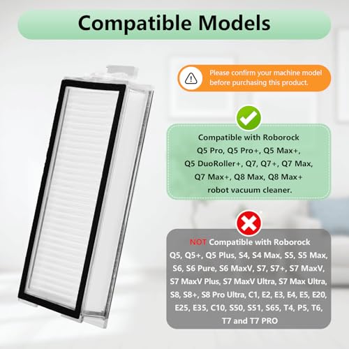 Roborock Q5/Q7 Robot Vacuum Cleaner Filter - 8 Pack Washable True HEPA Accessories - color: 8 Pack Washable True HEPA Filter