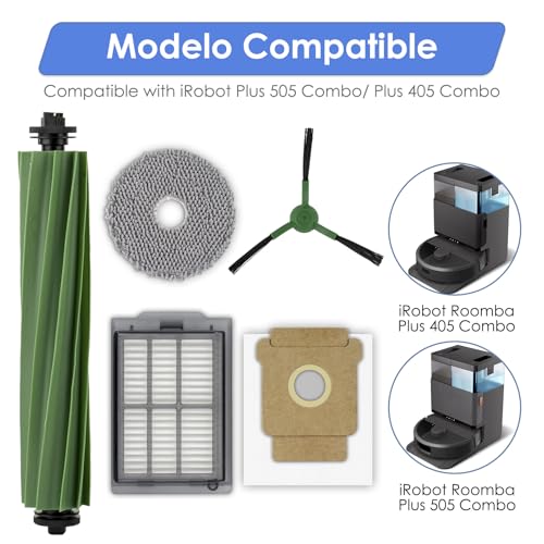 (26 Pack) Plus 505 Combo Accessories Kit for iRobot Roomba Plus 405 Combo/505 Combo Robot Vacuum Cleaner, 2 Roller Brushes, 7 Dust Bags, 4 Mop Pads, 6 Side Brushes, 7 HEPA Filters - color: Plus 505 Combo Accessories kit(26 Pieces)