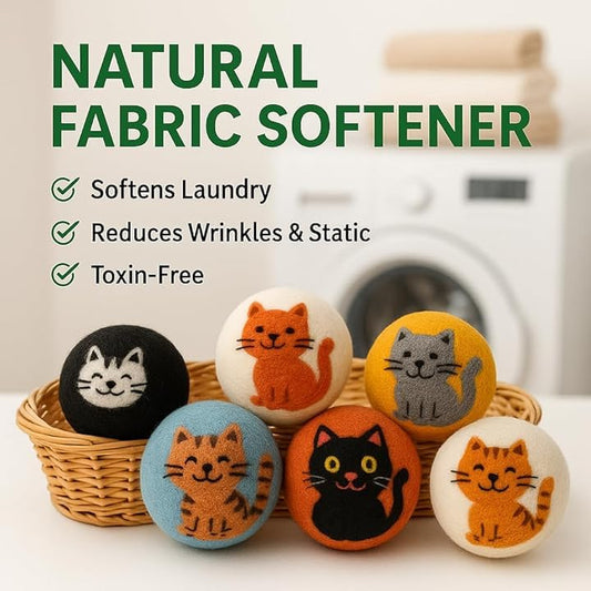 Laundry Wool Dryer Balls | Natural Fabric Softener – Reusable, Eco-Friendly, Reduces Drying Time – Wool Balls Replaces Dryer Sheets - 3 XL Pack - Laundry Balls for Dryer - color: Animals (Type 1) 3xl