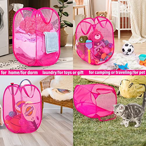 Deluxe Strong Mesh Pop up Laundry Hamper Basket with Side Pocket for Laundry Room, Bathroom, Kids Room, College Dorm or Travel Blush - color: Blush