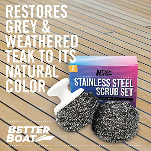 Stainless Steel Scrubber Set, Marine Grade Steel Wool Scouring Pads Scrub