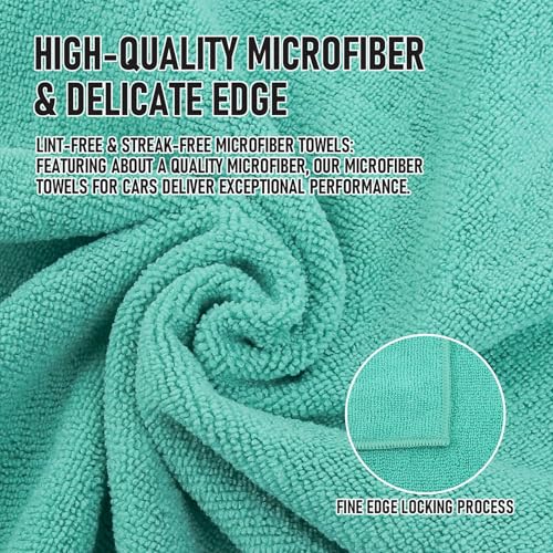 Tricol Clean Microfiber Cleaning Cloth, 16in*16in, 12 Pack Ultra-Thick Cleaning Rags, Super Absorbent, Lint Free & Streak Free Cleaning Towels for Car, House, Kitchen, Office - color: Green, size: 16 x 16 in