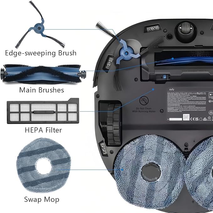 22 Pack X10 Pro Omni Replacement Accessories for Eufy X10 Pro Omni Robot Vacuum Cleaner, 2 Main Roller Brush, 6 Dust Bags 4 Side Brushes 4 Filters 4 Mop Pads 1 Screwdriver 1 Clean too