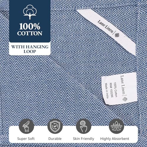 LANE LINEN Kitchen Towel Set 100% Cotton Absorbent Lint-Free 12 Pack - color: 01: Blue Chambray, size: 12 Pack