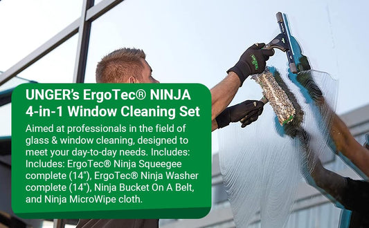 UNGER Commercial ErgoTec Advanced Window Cleaning Ninja 4-in-1 Kit WNK12