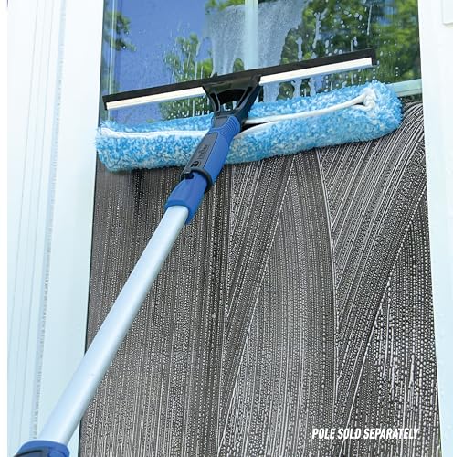 Unger Professional Connect and Clean 2-in-1 Squeegee and Scrubber, 14” Window Cleaning Tool, Essential Glass Cleaner for Commercial and Residential Use, Reusable Microfiber Sleeve, Streak-Free Results - size: 14 inch, style: 14" 2-in-1 Window Cleaner II