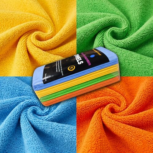 Assorted Color Microfiber Towels - 36-Pack, Dual-Sided Ultra Soft Plush Washcloth, Professional Grade Premium Microfiber Detailing Cleaning Cloths, Car, Household and Commercial (Mix Color, 16" x 16") - color: Mix Color