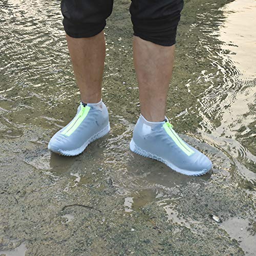 Shoe Covers Waterproof Reusable Foldable Not-Slip Rain Shoe Covers with Zipper,Shoe Protectors Overshoes Rain Galoshes for Kids Men and Women - color: Transparent, size: M (Women 5-7, Men 5-6)