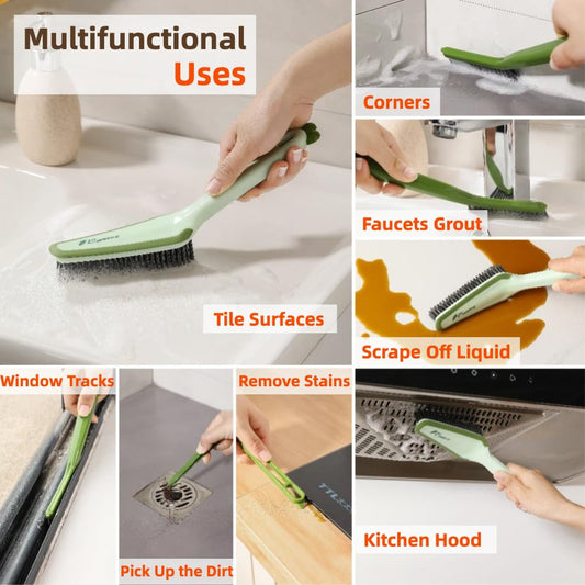 3-in-1 Detail Cleaning Brush, Crevice Grout Brush, 2PCS - color: Green and Orange