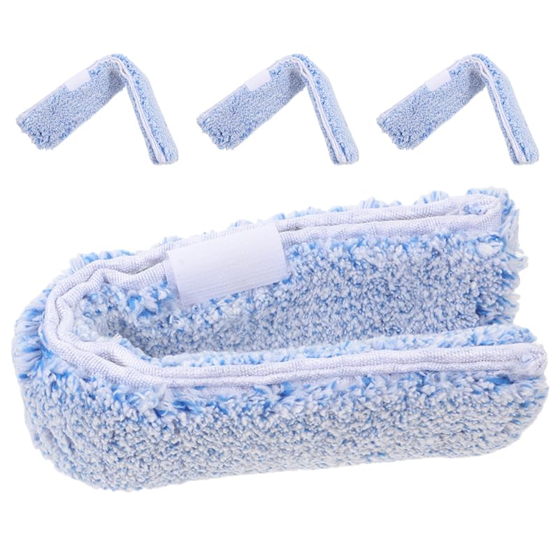 Operitacx 4 Pack Replacement Window Scrubber Pads Reusable Microfiber Squeegee Sleeves for Window Cleaning Bathroom Mirrors Tabletops Glass Surfaces 14.17 X 2.75 X 1.57 in