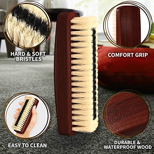 KONEX Dark Wood Lint Brush for Clothes, Cashmere, Handbags - Firm, Compact, Vintage Style - Synthetic Bristles, Beige Wood Handle - color: Dark Wood