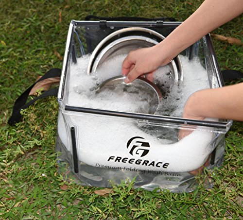 Freegrace Clear Folding Wash Basin - Collapsible Camping Sink & Dish Pan