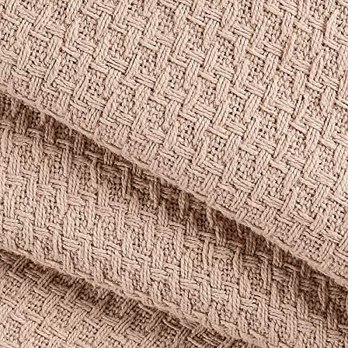 Belizzi Home 100% Cotton Bed Blanket, Breathable Bed Blanket Twin Size, Cotton Thermal Blankets Twin, Perfect for Layering Any Bed for All Season, Beige - color: Beige, size: Twin (60 in x 90 in)