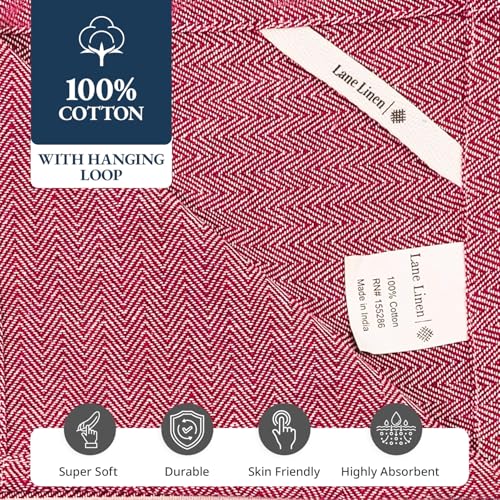 LANE LINEN 100% Cotton Kitchen Towels Absorbent Lint-Free 12 Pack - color: 08: Red, size: 12 Pack