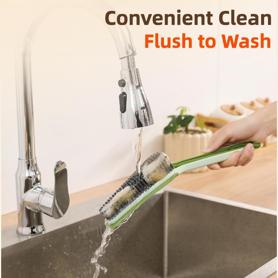 3-in-1 Detail Cleaning Brush, Crevice Grout Brush, Green - color: Green