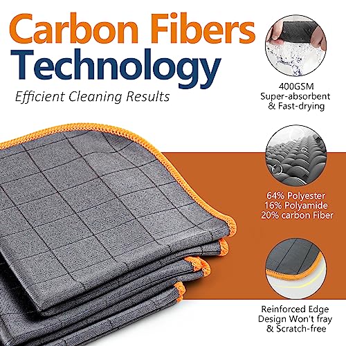 Airlab Glass Polishing Streak Free Miracle Cleaning Cloth, Grey-Orange - color: Grey-orange