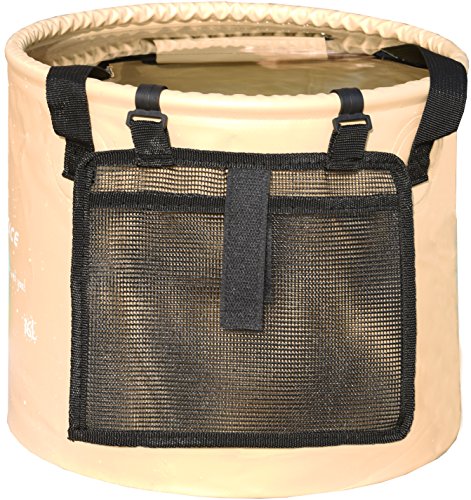Freegrace Collapsible Water Bucket with Lid 10L Portable Camping Wash Basin - color: Khaki, size: 10L