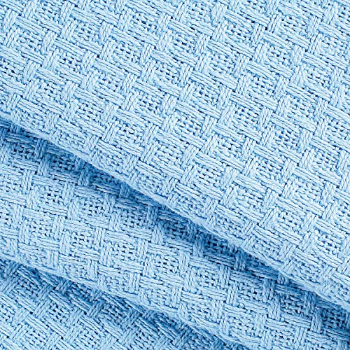 Belizzi Home 100% Cotton Bed Blanket, Breathable Bed Blanket Twin Size, Cotton Thermal Blankets Twin, Perfect for Layering Any Bed for All Season, Light Blue - color: Light Blue, size: Twin (60 in x 90 in)