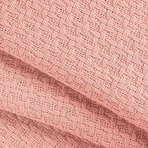 Belizzi Home 100% Cotton Bed Blanket, Breathable Bed Blanket Full Queen Size, Cotton Thermal Blankets Full Queen, Perfect for Layering Any Bed for All Season, Peach - color: Peach, size: Queen (90 in x 90 in)