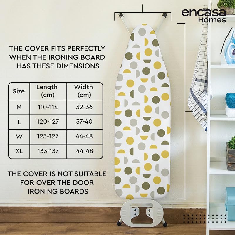 Encasa XO Ironing Board Cover and Pad 49"x18" Wide, Thick Felt - color: Daisy Beige, size: Wide (49"x18")