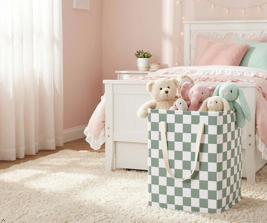 MAIZMZ 3 Pack Sage Green Storage Bins, 14.6"x12.6"x19.7" Waterproof Lining Laundry Baskets for Girls Room, Gifts - color: 3 pack sage green plaid