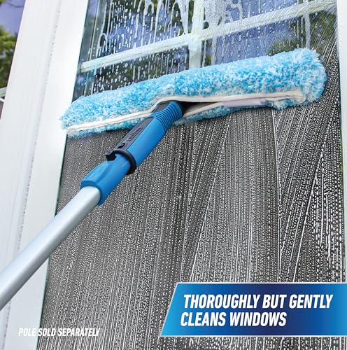 Unger Professional Connect and Clean 14" Window Scrubber Washer for Glass Cleaning, Commercial and Residential Washing, Multipurpose Tool, Gentle on Windows, Reusable Microfiber Sleeve (Pack of 6) - size: 14" (Pack of 6), style: Striped Scrubber II