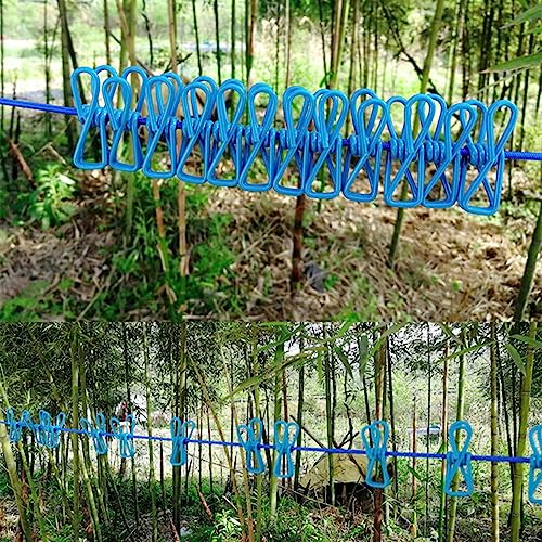 ALINNA Retractable Portable Clothesline, Travel Clothesline with 12 Clothespins for Indoor Laundry Drying, Outdoor Camping Accessories (Blue) - style: Blue