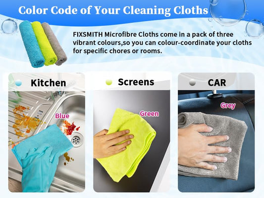 FIXSMITH Shop Towels-200 Pack, Multi-Functional Shop Rags, 12 x 16 in Microfiber Cleaning Cloth, Highly Absorbent Cleaning Rags, Cleaning Towels for Car Kitchen Home Office - color: 3 Colors Assorted, size: 200pk