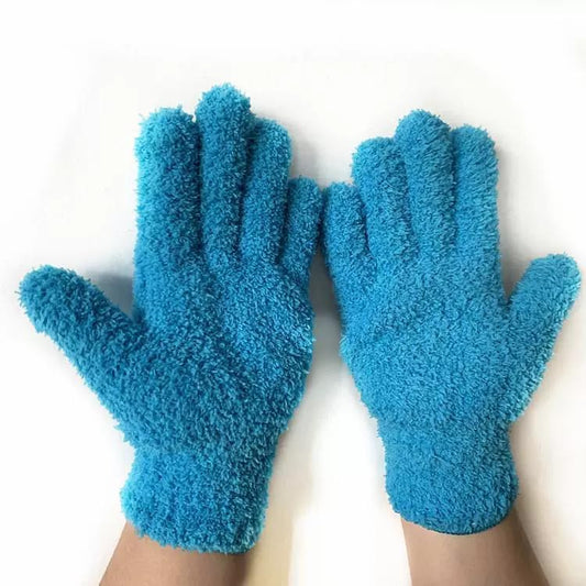 2pcs Microfiber Dusting Gloves, Reusable Coral Fleece Housework Absorbent Gloves, Suitable for Boats, RVs, Swimming Pools, Cars, Home Cleaning, Blinds and Furniture, Blue