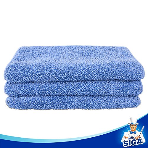 MR.SIGA Professional Microfiber Mop Refills, Pack of 3 - color: Blue - Mop Pad Refills