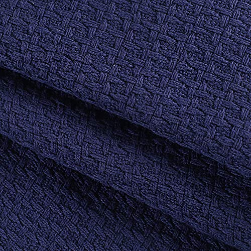 Belizzi Home 100% Cotton Bed Blanket, Breathable Bed Blanket Full Queen Size, Cotton Thermal Blankets Full Queen, Perfect for Layering Any Bed for All Season, Navy Blue - color: Navy Blue, size: Queen (90 in x 90 in)