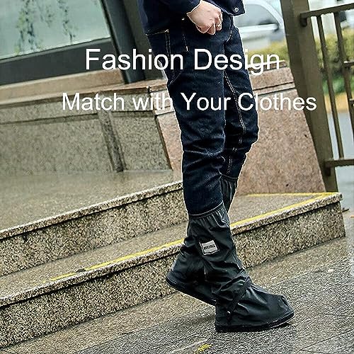 Waterproof Shoe Covers, Reusable & Foldable Rain Boot Shoe Cover with Zipper, Non-Slip, Reflector, Men Women Rain Gear, Black - size: Small
