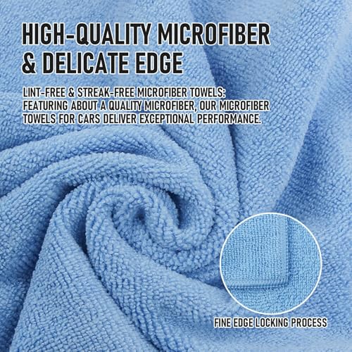 Tricol Clean Microfiber Cleaning Cloth, 16in*16in, 12 Pack Ultra-Thick Cleaning Rags, Super Absorbent, Lint Free & Streak Free Cleaning Towels for Car, House, Kitchen, Office - color: Blue, size: 16 x 16 in