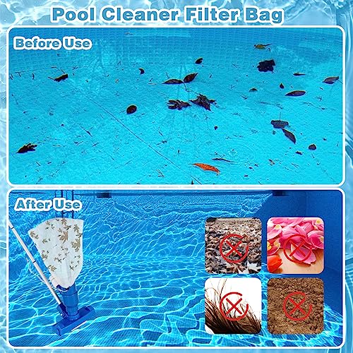 4Pcs Pool Vacuum Replacement Mesh Bag, Pool Leaf Vacuum Net Bag Fine Mesh with Locking Cord, Pool Vacuum Filter Bag, Pool Cleaner Bag Suitable for Pools Aquariums Ponds Collecting Leaves and Debris