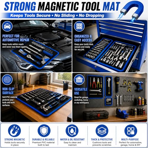 Flexible Magnetic Tool Mat Set 3PCS Magnetic Tool Tray with Strong Magnets - size: S+M+L