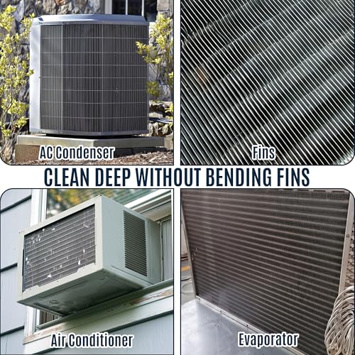 3 Piece Air Conditioner Condenser Fin Comb Kit, Fin Straightening Tool, Coil Cleaner Stainless Steel Comb and Evaporator Radiator Cleaning Whisk Brush for Condenser or Evaporator Units